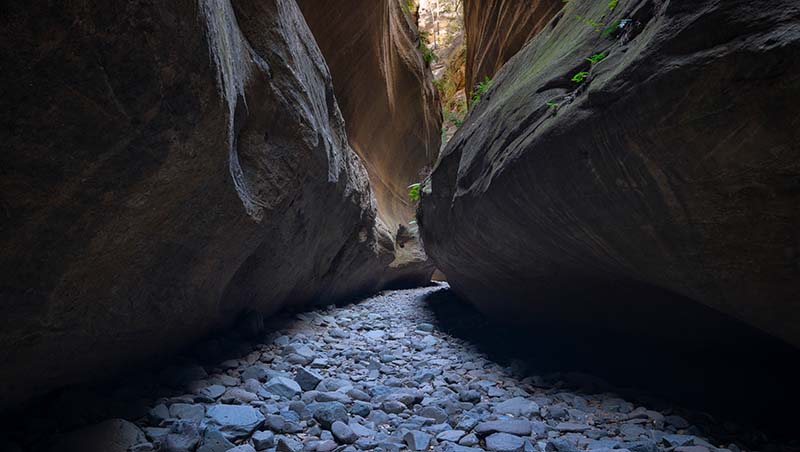 A rocky passage through a ravine